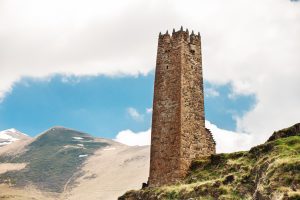 Old Stone Outdoor Watchtower With Sky and hill Background