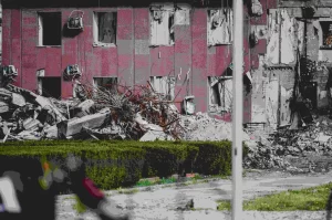 destroyed building from earthquake in Turkey and Syria – February 2023