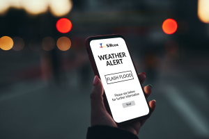 SiSA interface warning people that a Flood is coming using integrated technology by HQE Systems.