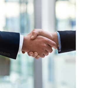 Business handshake between HQE Systems and security company's for HQE Systems technology for people tracking using badges to fight against lawsuits and to increase saftey.