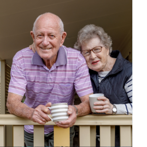 Senior citizen couple with no smartphone to receive SMS texts during a life safety emergency, HQE Systems will send automated voice calls for them to help emergency management.
