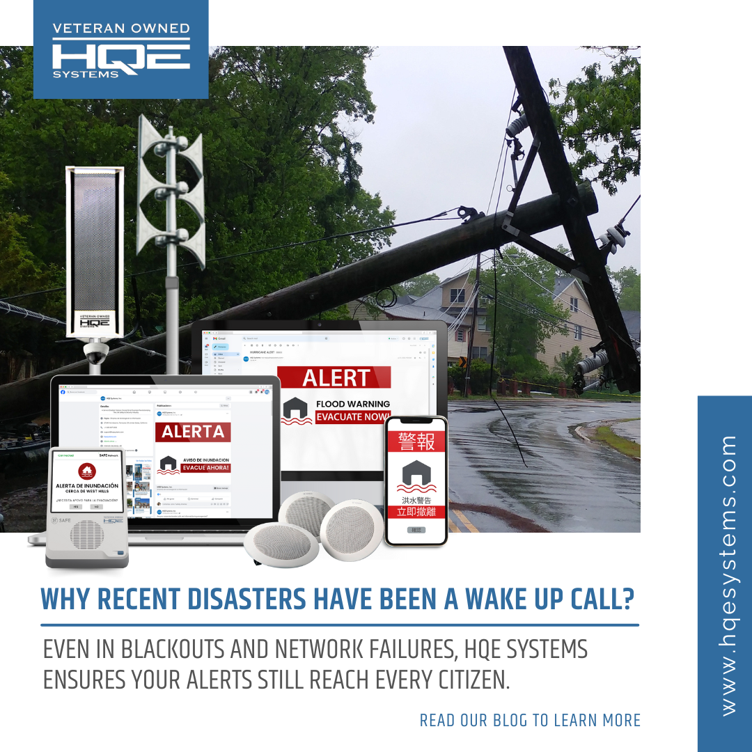 Can You Alert Without Power or cell? With HQE System's Safe Network you can send out emergency alerts without the need for Power or Cell.